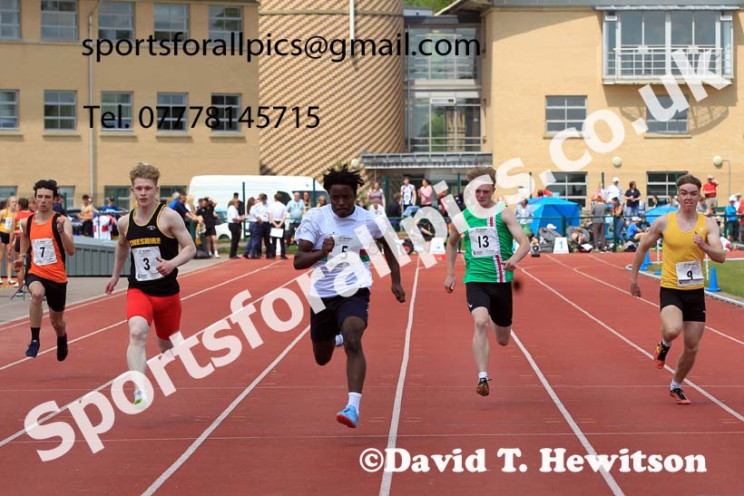 Mens U-17s and Boys U-15s 100 metres, 2022 Northern Inter Counties U17s and U15s Track and Field, York, Thursday, June 2nd. Photo: David T. Hewitson/Sports for All Pics